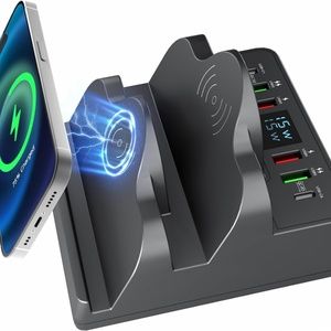 Charging Station Wireless Charger Phone with QC/PD Ports, 8 in 1 Fast Charging